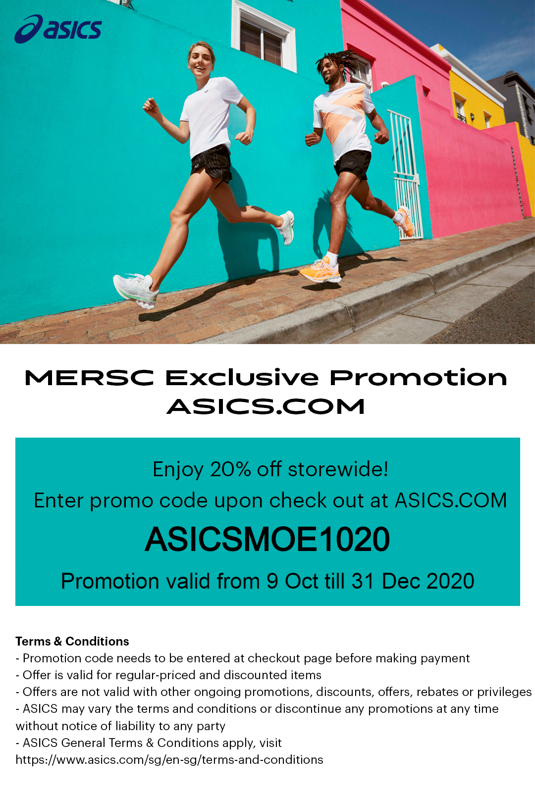 Asics 20 off online store with promotion code Ministry of Education Sports and Recreation Club